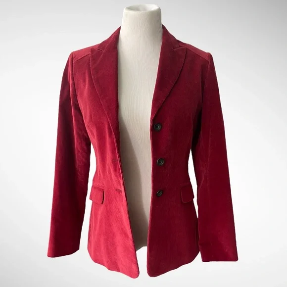 BERNARD ZINS PARIS RED CORDUROY ZAKINA JACKET SIZE 6